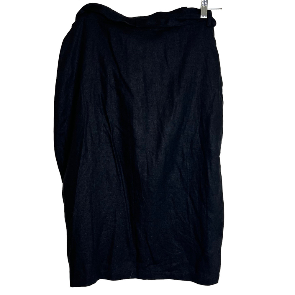 Just Fab Womens Linen Blend Midi Skirt XL Black Asymmetric Buttons New with Tags - Picture 3 of 7